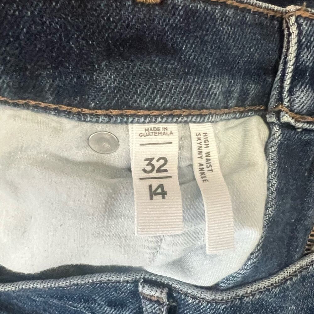 LOFT Modern Denim High Waist Skinny Ankle Jeans, Vintage Dark Wash, Size 32 / 14 - Picture 10 of 12